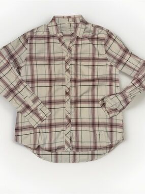 Weatherproof Cream Plaid Button-Down Shirt with Pink Accents